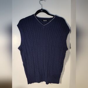 Navy Blue Cable Knit Men's Sweater Vest Size Lg #743